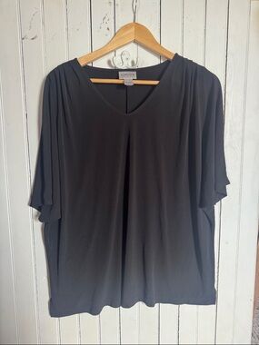 Chico's V-Neck Flutter Sleeve Top Black Size 3